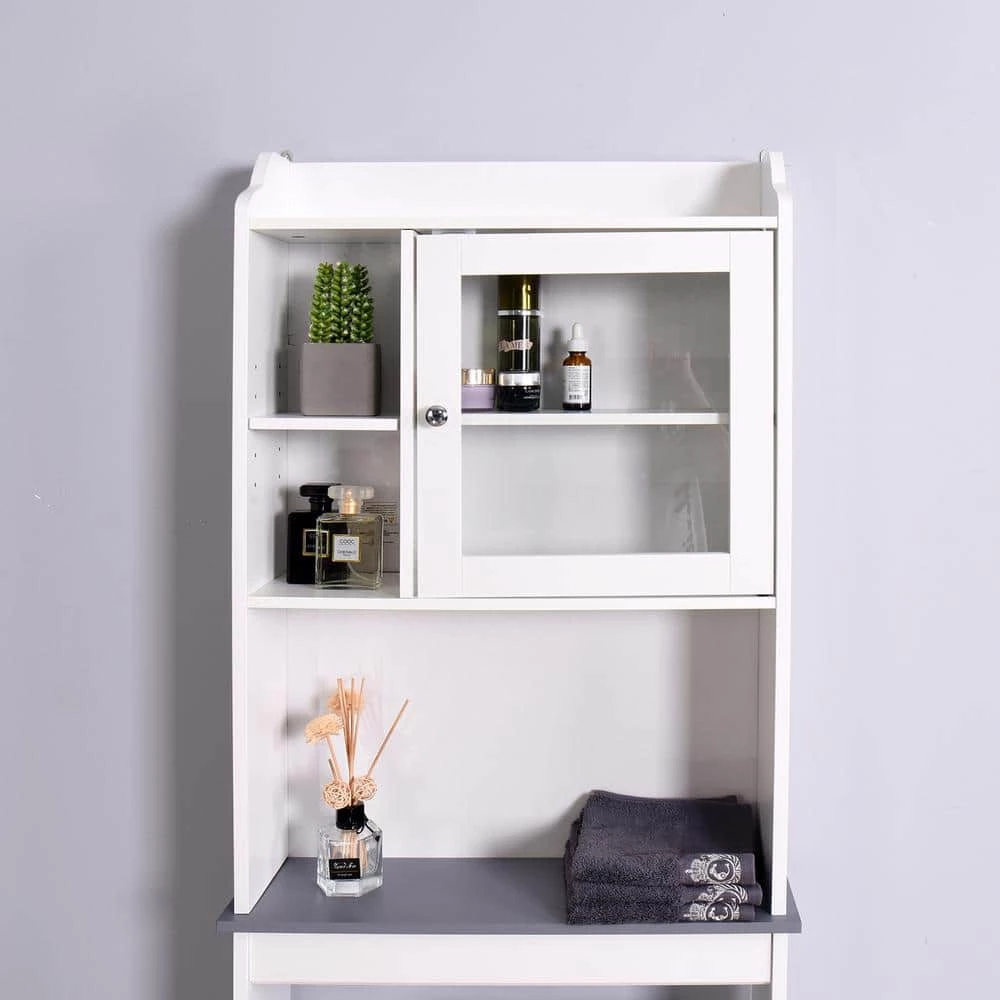 Hooseng Maniere 23.23 in. W x 68.11 in. H x 7.48 in. D White MDF Over-the-Toilet Storage in White 10 Hooseng Maniere 23.23 in. W x 68.11 in. H x 7.48 in. D White MDF Over-the-Toilet Storage in White - Image 8