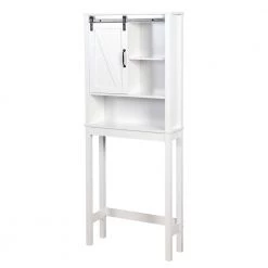 Hooseng Iaan 27.2 in. W x 66.9 in. H x 9.05 in. D MDF Space Saver Over-the-Toilet Storage in White