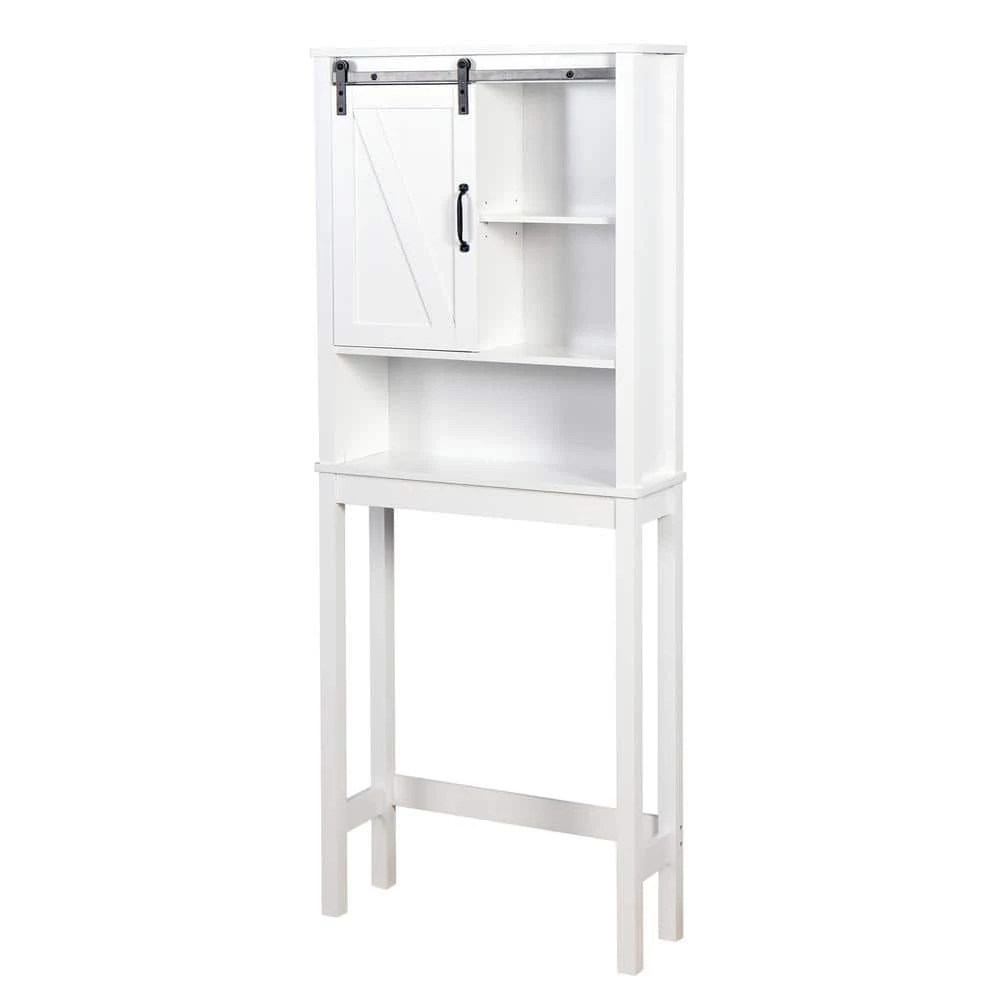 Hooseng Iaan 27.2 in. W x 66.9 in. H x 9.05 in. D MDF Space Saver Over-the-Toilet Storage in White 3 Hooseng Iaan 27.2 in. W x 66.9 in. H x 9.05 in. D MDF Space Saver Over-the-Toilet Storage in White