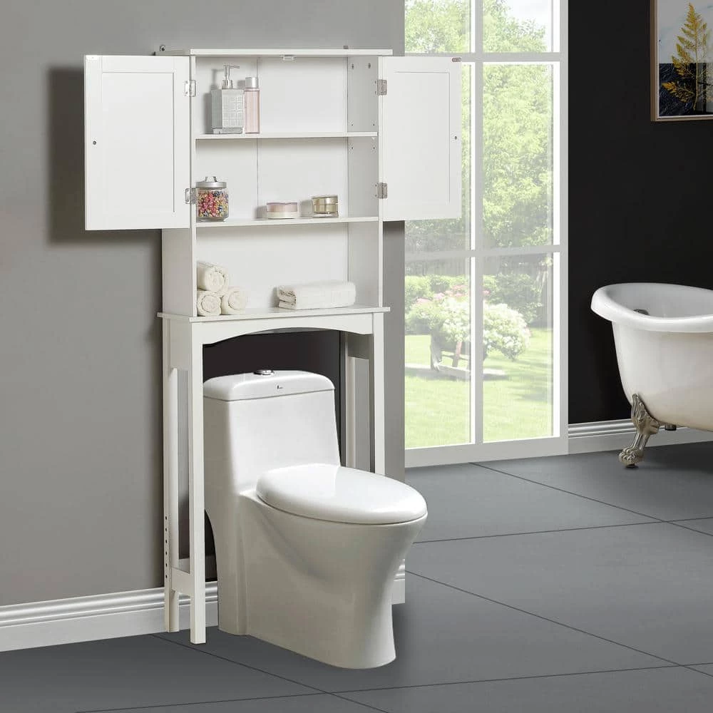 Polibi 23.6 in. W x 62 in. H x 8.9 in. D White Over-the-Toilet Storage with Adjustable Shelf Collect Cabinet 11 Polibi 23.6 in. W x 62 in. H x 8.9 in. D White Over-the-Toilet Storage with Adjustable Shelf Collect Cabinet - Image 10