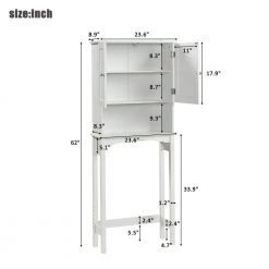 Polibi 23.6 in. W x 62 in. H x 8.9 in. D White Over-the-Toilet Storage with Adjustable Shelf Collect Cabinet 13 Polibi 23.6 in. W x 62 in. H x 8.9 in. D White Over-the-Toilet Storage with Adjustable Shelf Collect Cabinet -Toilet Storage Shop white over the toilet storage rs 236wots 40 1000