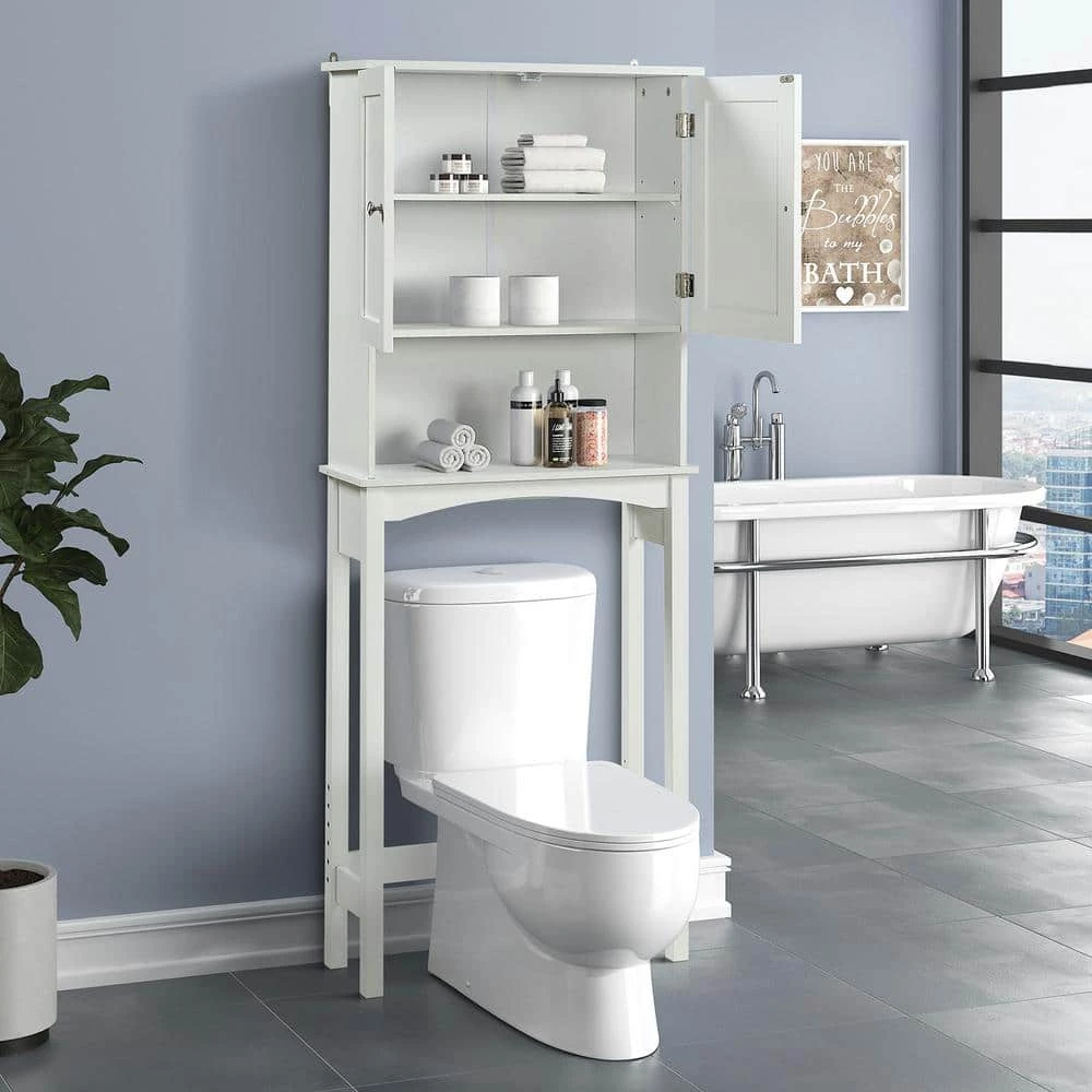 Polibi 23.6 in. W x 62 in. H x 8.9 in. D White Over-the-Toilet Storage with Adjustable Shelf Collect Cabinet 3 Polibi 23.6 in. W x 62 in. H x 8.9 in. D White Over-the-Toilet Storage with Adjustable Shelf Collect Cabinet - Image 2