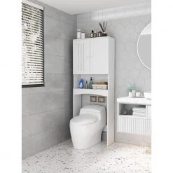 Unbranded 23.62 in. W x 61.81 in. H x 9.05 in. D White Over-the-Toilet Storage Bathroom Cabinet -Toilet Storage Shop white over the toilet storage s01cuu080 44 1000