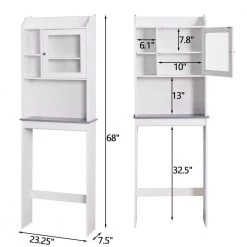Tunuo 23.25 in. W x 68 in. H x 7.5 in. D White MDF Over-the-Toilet Storage -Toilet Storage Shop white over the toilet storage sf2369wh 76 1000