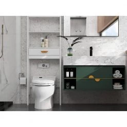 Aoibox 23.62 in. W x 64.96 in. H x 7.87 in. D White MDF Bathroom Over-the-Toilet Storage, with 2-Shelves and 1-Drawer 19 Aoibox 23.62 in. W x 64.96 in. H x 7.87 in. D White MDF Bathroom Over-the-Toilet Storage, with 2-Shelves and 1-Drawer -Toilet Storage Shop white over the toilet storage snmx819 40 1000