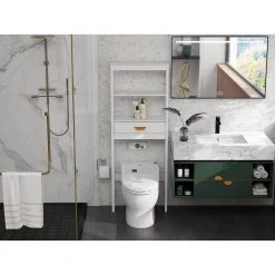 Aoibox 23.62 in. W x 64.96 in. H x 7.87 in. D White MDF Bathroom Over-the-Toilet Storage, with 2-Shelves and 1-Drawer 27 Aoibox 23.62 in. W x 64.96 in. H x 7.87 in. D White MDF Bathroom Over-the-Toilet Storage, with 2-Shelves and 1-Drawer -Toilet Storage Shop white over the toilet storage snmx819 44 1000