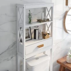 Aoibox 23.62 in. W x 64.96 in. H x 7.87 in. D White MDF Bathroom Over-the-Toilet Storage, with 2-Shelves and 1-Drawer 20 Aoibox 23.62 in. W x 64.96 in. H x 7.87 in. D White MDF Bathroom Over-the-Toilet Storage, with 2-Shelves and 1-Drawer -Toilet Storage Shop white over the toilet storage snmx819 a0 1000