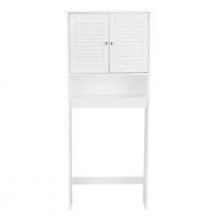 FORCLOVER 26 in. W x 61.8 in. H x 10 in. D White Over-the-Toilet Storage Bathroom Space Saver with Double Doors