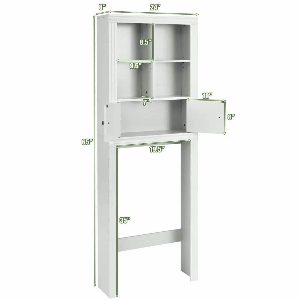FORCLOVER 24 in. W x 65 in. H x 8 in. D White Bathroom Over-the-Toilet Storage Bathroom Space Saver with Adjustable Shelf 5 FORCLOVER 24 in. W x 65 in. H x 8 in. D White Bathroom Over-the-Toilet Storage Bathroom Space Saver with Adjustable Shelf - Image 3