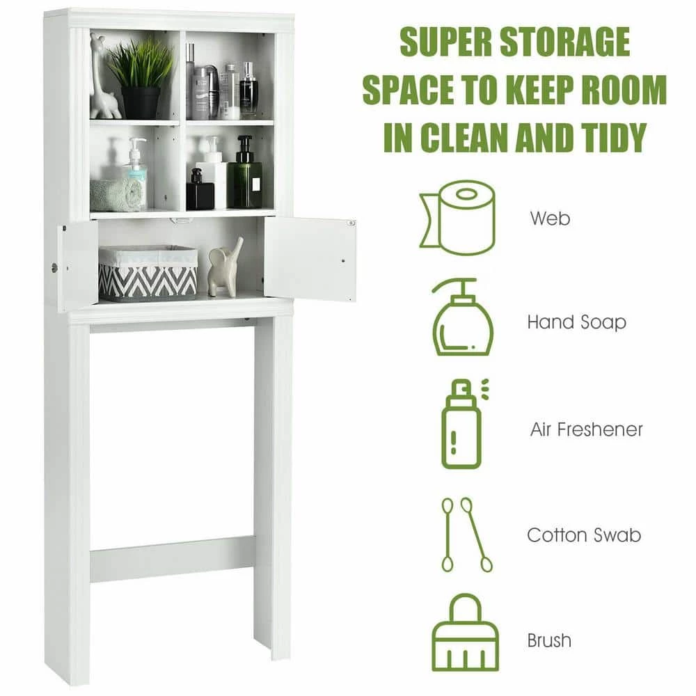 FORCLOVER 24 in. W x 65 in. H x 8 in. D White Bathroom Over-the-Toilet Storage Bathroom Space Saver with Adjustable Shelf 9 FORCLOVER 24 in. W x 65 in. H x 8 in. D White Bathroom Over-the-Toilet Storage Bathroom Space Saver with Adjustable Shelf - Image 7