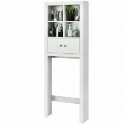 FORCLOVER 24 in. W x 65 in. H x 8 in. D White Bathroom Over-the-Toilet Storage Bathroom Space Saver with Adjustable Shelf 14 FORCLOVER 24 in. W x 65 in. H x 8 in. D White Bathroom Over-the-Toilet Storage Bathroom Space Saver with Adjustable Shelf -Toilet Storage Shop white over the toilet storage w183 h66h fa 1000