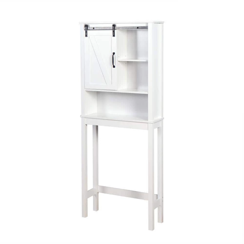 Unbranded 27.16 in. W x 66.93 in. H x 9.06 in. D White Over-the-Toilet Storage with Adjustable Shelves and A Barn Door 3 Unbranded 27.16 in. W x 66.93 in. H x 9.06 in. D White Over-the-Toilet Storage with Adjustable Shelves and A Barn Door