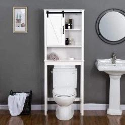 Unbranded 27.16 in. W x 66.93 in. H x 9.06 in. D White Over-the-Toilet Storage with Adjustable Shelves and A Barn Door 13 Unbranded 27.16 in. W x 66.93 in. H x 9.06 in. D White Over-the-Toilet Storage with Adjustable Shelves and A Barn Door -Toilet Storage Shop white over the toilet storage zh cyw4 5622 fa 1000