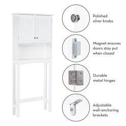 RiverRidge Home Ashland 27.44 in. W x 64.88 in. H x 7.81 in. D White Over-the-Toilet Storage -Toilet Storage Shop white riverridge home over the toilet storage 06 090 1d 1000