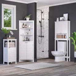 RiverRidge Home Madison 27.5 in. W x 63.75 in. H x 7.75 in. D White Over-the-Toilet Storage -Toilet Storage Shop white riverridge home over the toilet storage 06 117 4f 1000