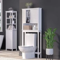 RiverRidge Home Madison 27.5 in. W x 63.75 in. H x 7.75 in. D White Over-the-Toilet Storage -Toilet Storage Shop white riverridge home over the toilet storage 06 117 c3 1000
