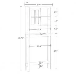 RiverRidge Home Danbury 27.44 in. W x 63.75 in. H x 7.75 in. D Space Saver in White -Toilet Storage Shop white riverridge home over the toilet storage 06 169 1f 1000