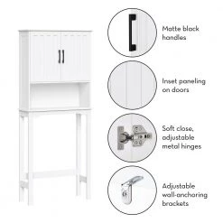 RiverRidge Home Monroe 27.38 in. W x 9.19 in. D x 63.75 in. H Over-the-Toilet Storage in White -Toilet Storage Shop white riverridge home over the toilet storage 06 184 76 1000