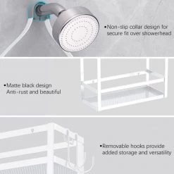 Dracelo Shower Caddy Organizer, Mounting Over Shower Head Or Door, Extra Wide Space with Hooks for Razorsand in White -Toilet Storage Shop white shower caddies b08khl74tk 76 1000