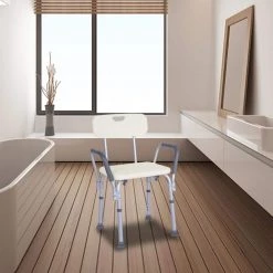 Winado Adjustable Medical Shower Chair Bath Bench Stool Tub Seat with Armrest Back in White -Toilet Storage Shop white shower seats 254950176920 31 1000