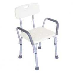 Winado Adjustable Medical Shower Chair Bath Bench Stool Tub Seat with Armrest Back in White