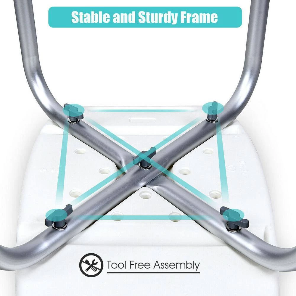 WELLFOR 20 in. W x 12-1/2 in. D EPE Adjustable Tub and Shower Seat in White with Built-In Handles 7 WELLFOR 20 in. W x 12-1/2 in. D EPE Adjustable Tub and Shower Seat in White with Built-In Handles - Image 5