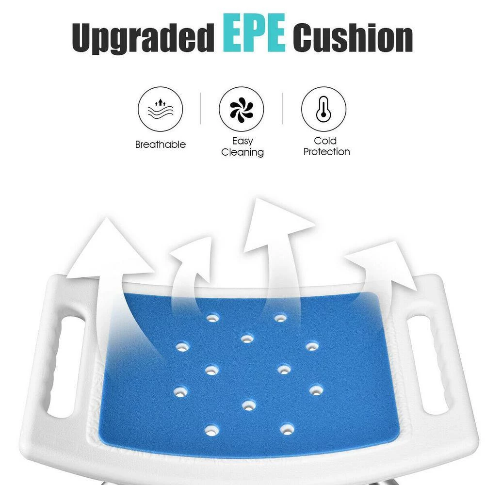 WELLFOR 20 in. W x 12-1/2 in. D EPE Adjustable Tub and Shower Seat in White with Built-In Handles 9 WELLFOR 20 in. W x 12-1/2 in. D EPE Adjustable Tub and Shower Seat in White with Built-In Handles - Image 7