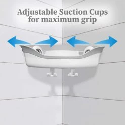 SlipX Solutions Suction Cup Corner Shower Basket Caddy with 2 Hooks, White -Toilet Storage Shop white slipx solutions shower caddies 14030 1 4f 1000