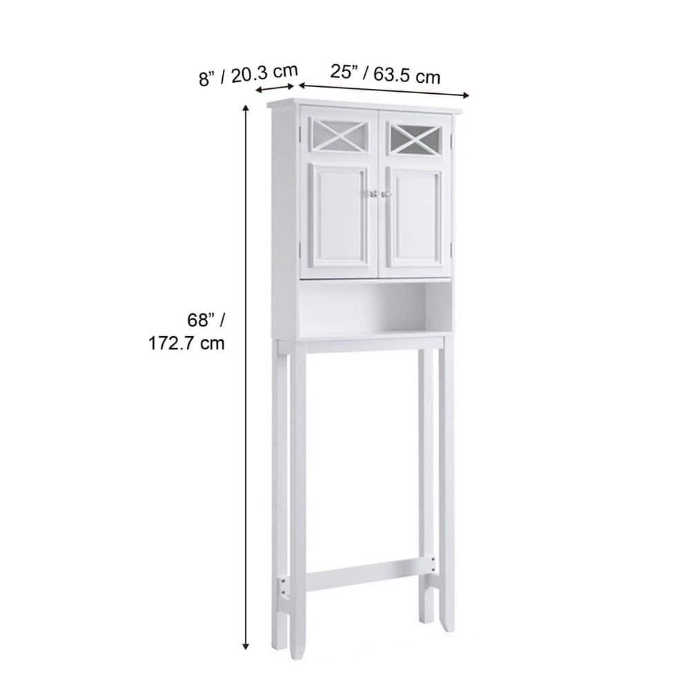 Teamson Home Dawson 25 in. W x 68 in. H x 8 in. D Wooden White Over-the-Toilet Storage Space Saver in White 6 Teamson Home Dawson 25 in. W x 68 in. H x 8 in. D Wooden White Over-the-Toilet Storage Space Saver in White - Image 4
