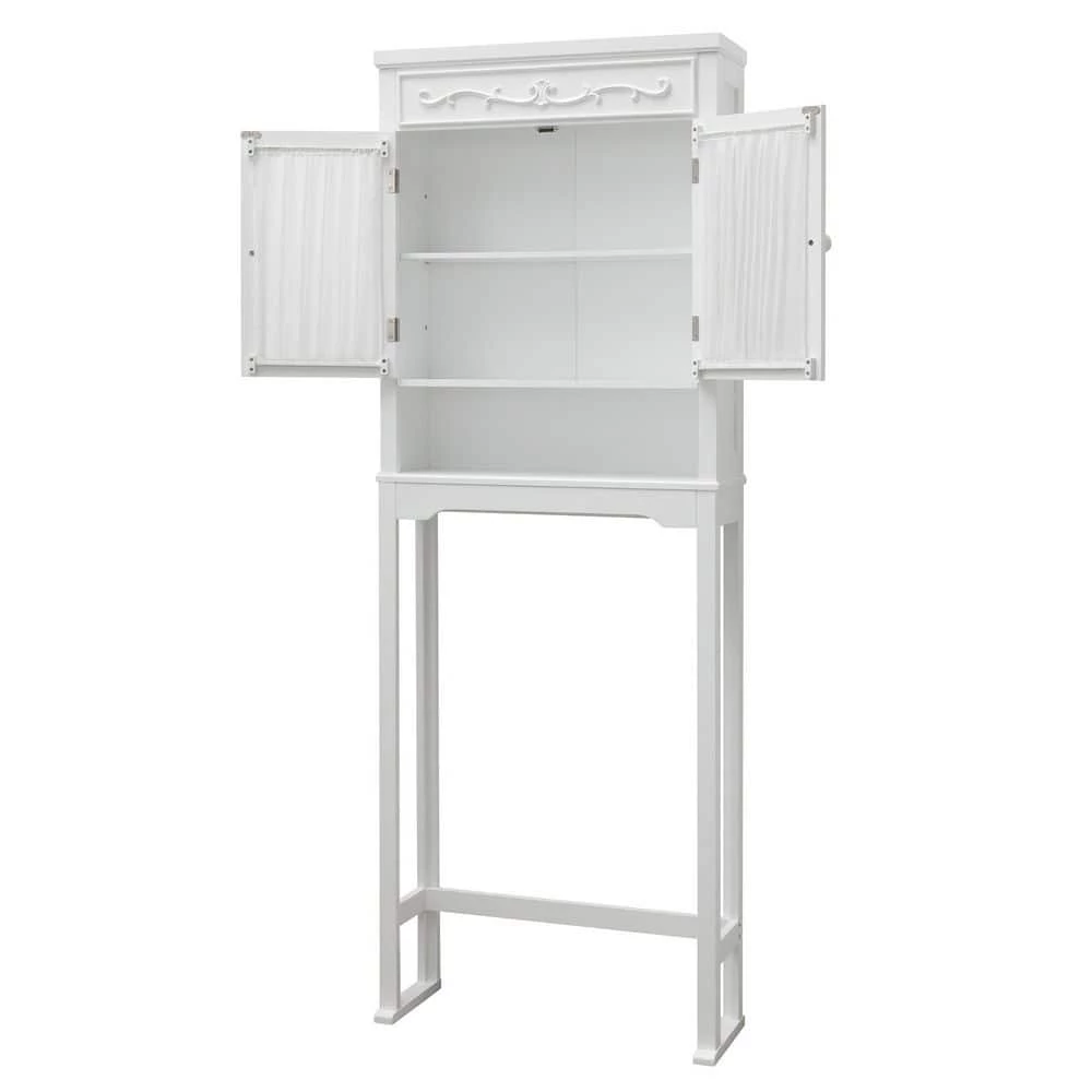 Teamson Home Lisbon 24 in. W x 67 in. H x 7.5 in. D White Wooden Over-the-Toilet Storage with Adjustable Shelf 6 Teamson Home Lisbon 24 in. W x 67 in. H x 7.5 in. D White Wooden Over-the-Toilet Storage with Adjustable Shelf - Image 4