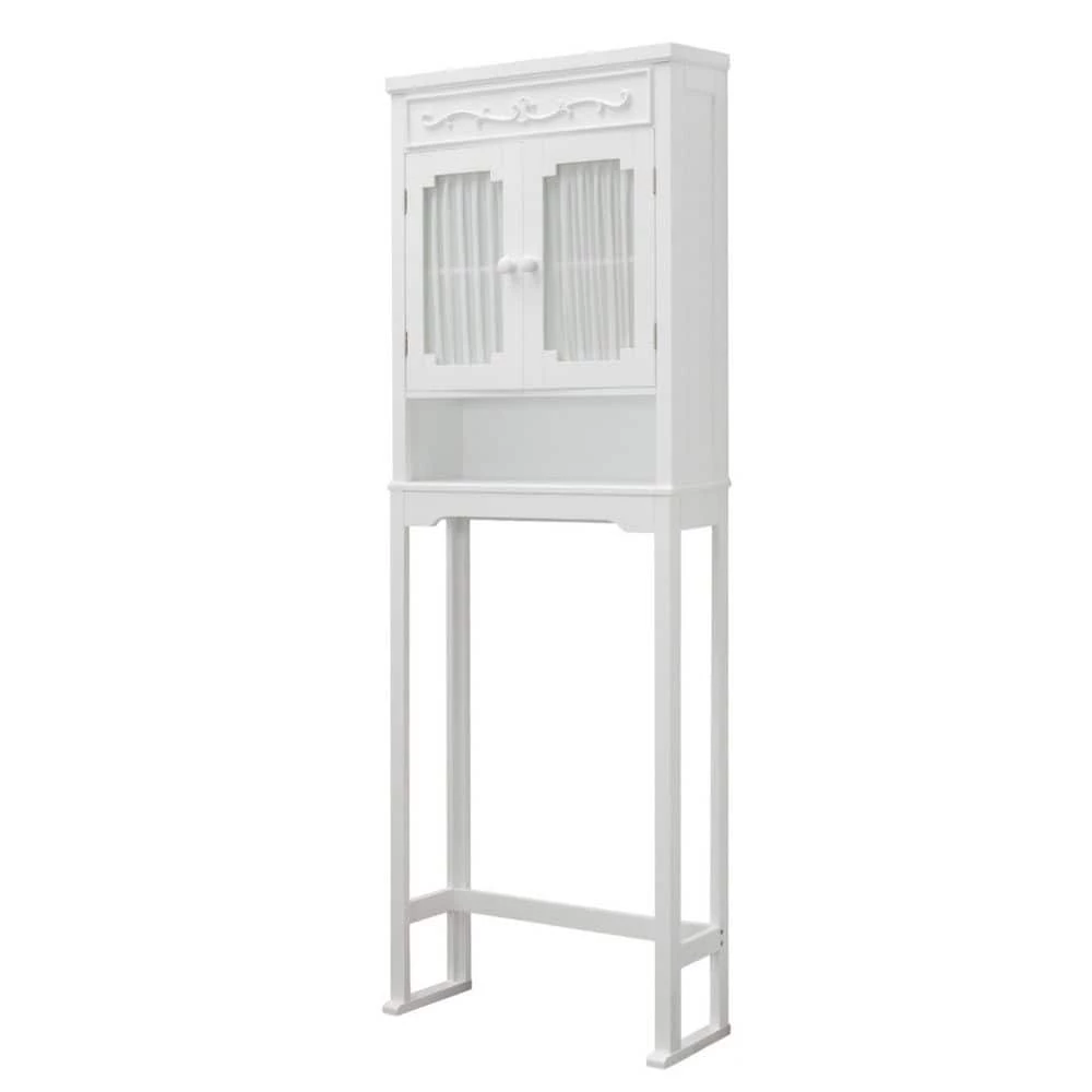 Teamson Home Lisbon 24 in. W x 67 in. H x 7.5 in. D White Wooden Over-the-Toilet Storage with Adjustable Shelf 3 Teamson Home Lisbon 24 in. W x 67 in. H x 7.5 in. D White Wooden Over-the-Toilet Storage with Adjustable Shelf