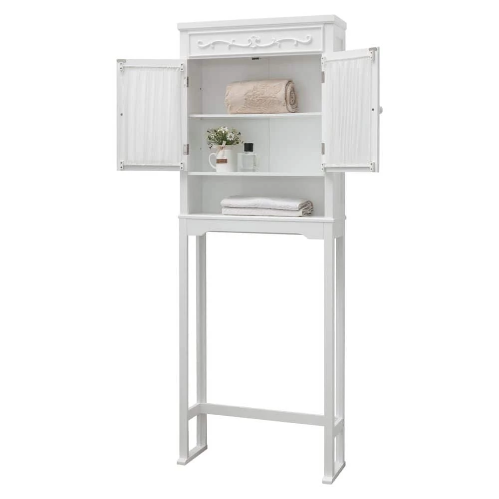 Teamson Home Lisbon 24 in. W x 67 in. H x 7.5 in. D White Wooden Over-the-Toilet Storage with Adjustable Shelf 9 Teamson Home Lisbon 24 in. W x 67 in. H x 7.5 in. D White Wooden Over-the-Toilet Storage with Adjustable Shelf - Image 7