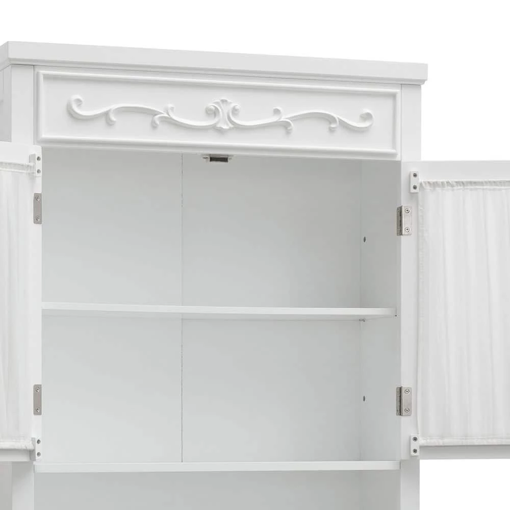 Teamson Home Lisbon 24 in. W x 67 in. H x 7.5 in. D White Wooden Over-the-Toilet Storage with Adjustable Shelf 8 Teamson Home Lisbon 24 in. W x 67 in. H x 7.5 in. D White Wooden Over-the-Toilet Storage with Adjustable Shelf - Image 6