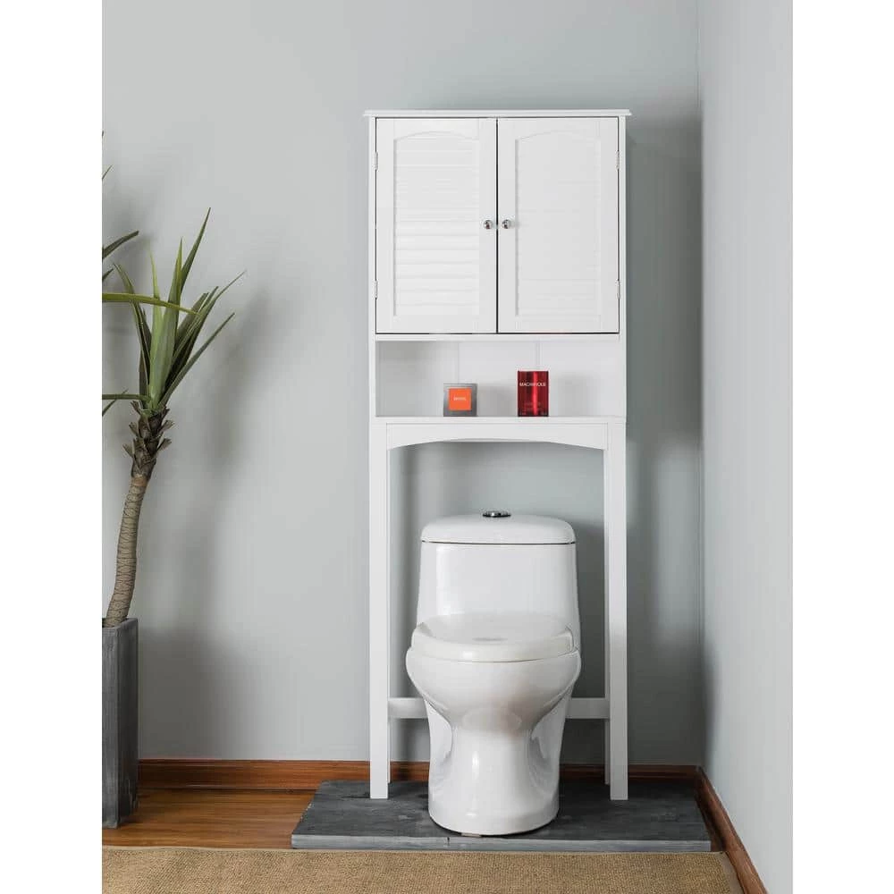 Teamson Home Sierra 25 in. W x 64 in. H x 8 in. D White Over-the-Toilet Storage 6 Teamson Home Sierra 25 in. W x 64 in. H x 8 in. D White Over-the-Toilet Storage - Image 4