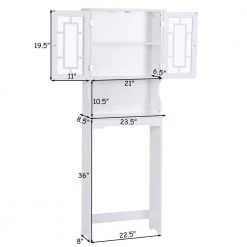 WELLFOR 67 in. H x 23.5 in. W x 9 in. D White Over-the-Toilet Storage with Adjustable Shelf 18 WELLFOR 67 in. H x 23.5 in. W x 9 in. D White Over-the-Toilet Storage with Adjustable Shelf -Toilet Storage Shop white wellfor over the toilet storage ba hwy 7402 76 1000