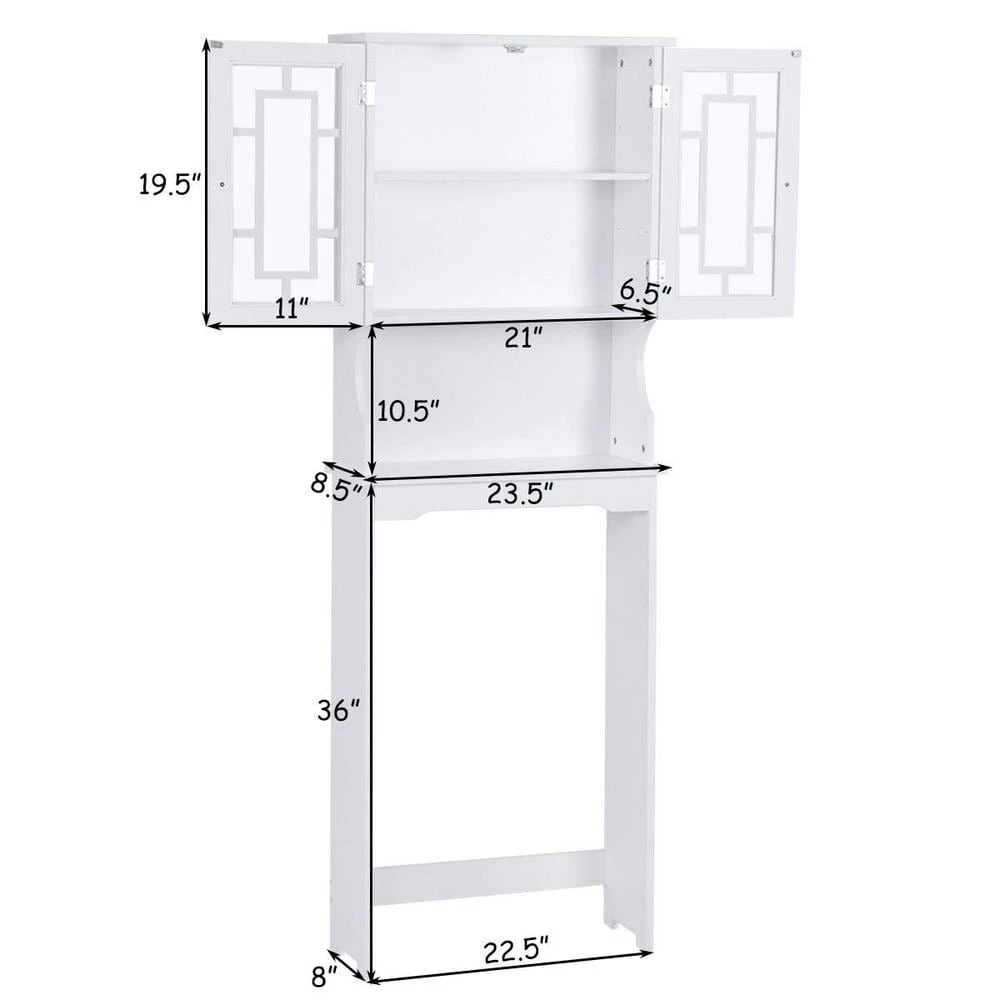 WELLFOR 67 in. H x 23.5 in. W x 9 in. D White Over-the-Toilet Storage with Adjustable Shelf 10 WELLFOR 67 in. H x 23.5 in. W x 9 in. D White Over-the-Toilet Storage with Adjustable Shelf - Image 8