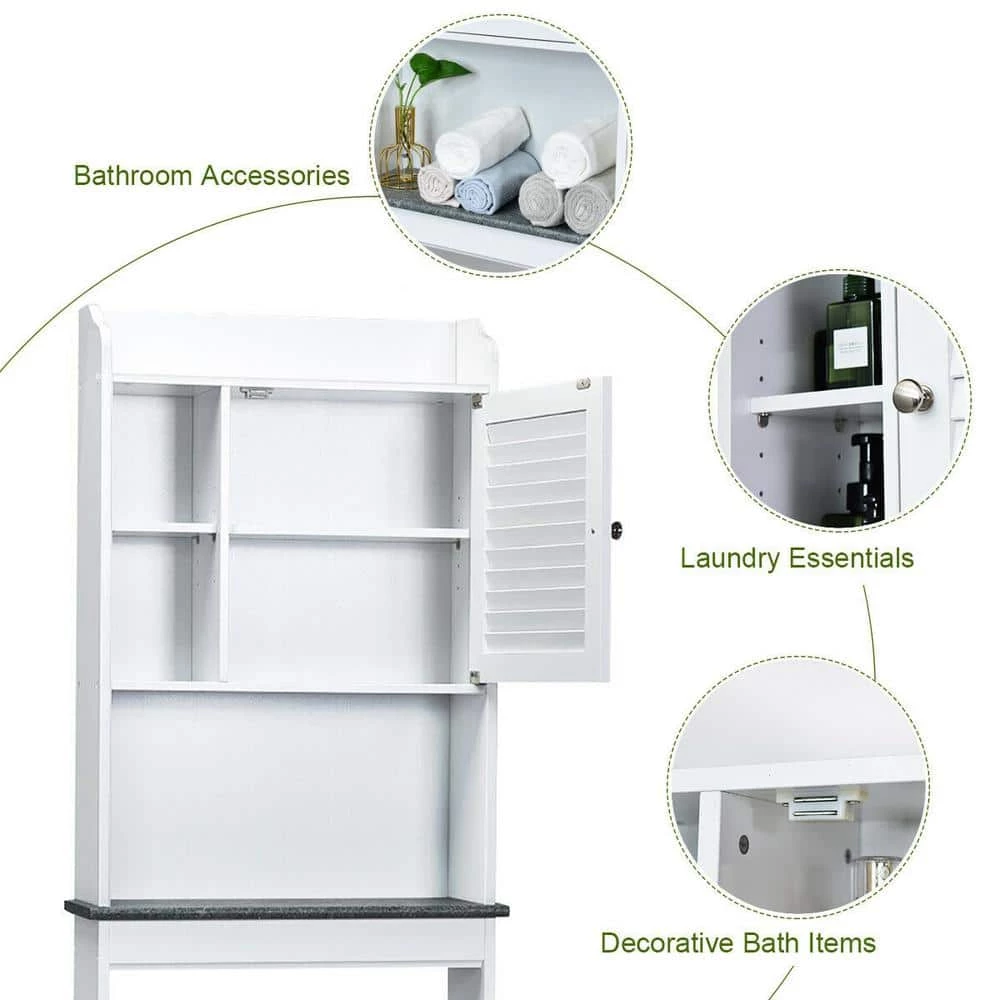 WELLFOR 23.5 in. W x 68.5 in. H x 7.5 in. D White Over-the-Toilet Storage with Adjustable Shelves 7 WELLFOR 23.5 in. W x 68.5 in. H x 7.5 in. D White Over-the-Toilet Storage with Adjustable Shelves - Image 5