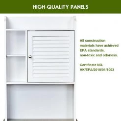 WELLFOR 23.5 in. W x 68.5 in. H x 7.5 in. D White Over-the-Toilet Storage with Adjustable Shelves 14 WELLFOR 23.5 in. W x 68.5 in. H x 7.5 in. D White Over-the-Toilet Storage with Adjustable Shelves -Toilet Storage Shop white wellfor over the toilet storage hw hwy 65931 4f 1000