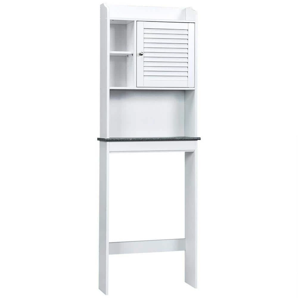 WELLFOR 23.5 in. W x 68.5 in. H x 7.5 in. D White Over-the-Toilet Storage with Adjustable Shelves 3 WELLFOR 23.5 in. W x 68.5 in. H x 7.5 in. D White Over-the-Toilet Storage with Adjustable Shelves