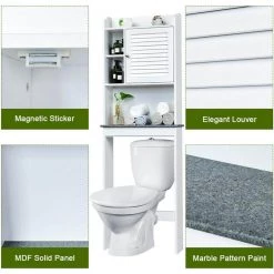 WELLFOR 23.5 in. W x 68.5 in. H x 7.5 in. D White Over-the-Toilet Storage with Adjustable Shelves 18 WELLFOR 23.5 in. W x 68.5 in. H x 7.5 in. D White Over-the-Toilet Storage with Adjustable Shelves -Toilet Storage Shop white wellfor over the toilet storage hw hwy 65931 76 1000