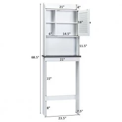WELLFOR 23.5 in. W x 68.5 in. H x 7.5 in. D White Over-the-Toilet Storage with Adjustable Shelves 17 WELLFOR 23.5 in. W x 68.5 in. H x 7.5 in. D White Over-the-Toilet Storage with Adjustable Shelves -Toilet Storage Shop white wellfor over the toilet storage hw hwy 65931 fa 1000