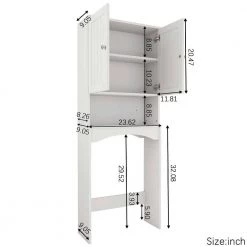 Whatseaso 23.6 in. W x 61.8 in. H x 9 in. D White Over-the-Toilet Storage Bathroom Shelf Space Saver Wall Cabinet 11 Whatseaso 23.6 in. W x 61.8 in. H x 9 in. D White Over-the-Toilet Storage Bathroom Shelf Space Saver Wall Cabinet -Toilet Storage Shop white whatseaso over the toilet storage zt 110505120 1f 1000