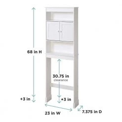Zenna Home Cottage 23 in. W x 71 in. H x 7.75 in. D White Over-the-Toilet Storage Space Saver with Leg Extensions -Toilet Storage Shop white zenna home over the toilet storage e9150ww 1f 1000