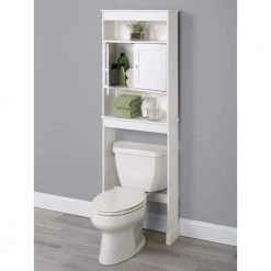 Zenna Home Cottage 23 in. W x 71 in. H x 7.75 in. D White Over-the-Toilet Storage Space Saver with Leg Extensions -Toilet Storage Shop white zenna home over the toilet storage e9150ww 4f 1000