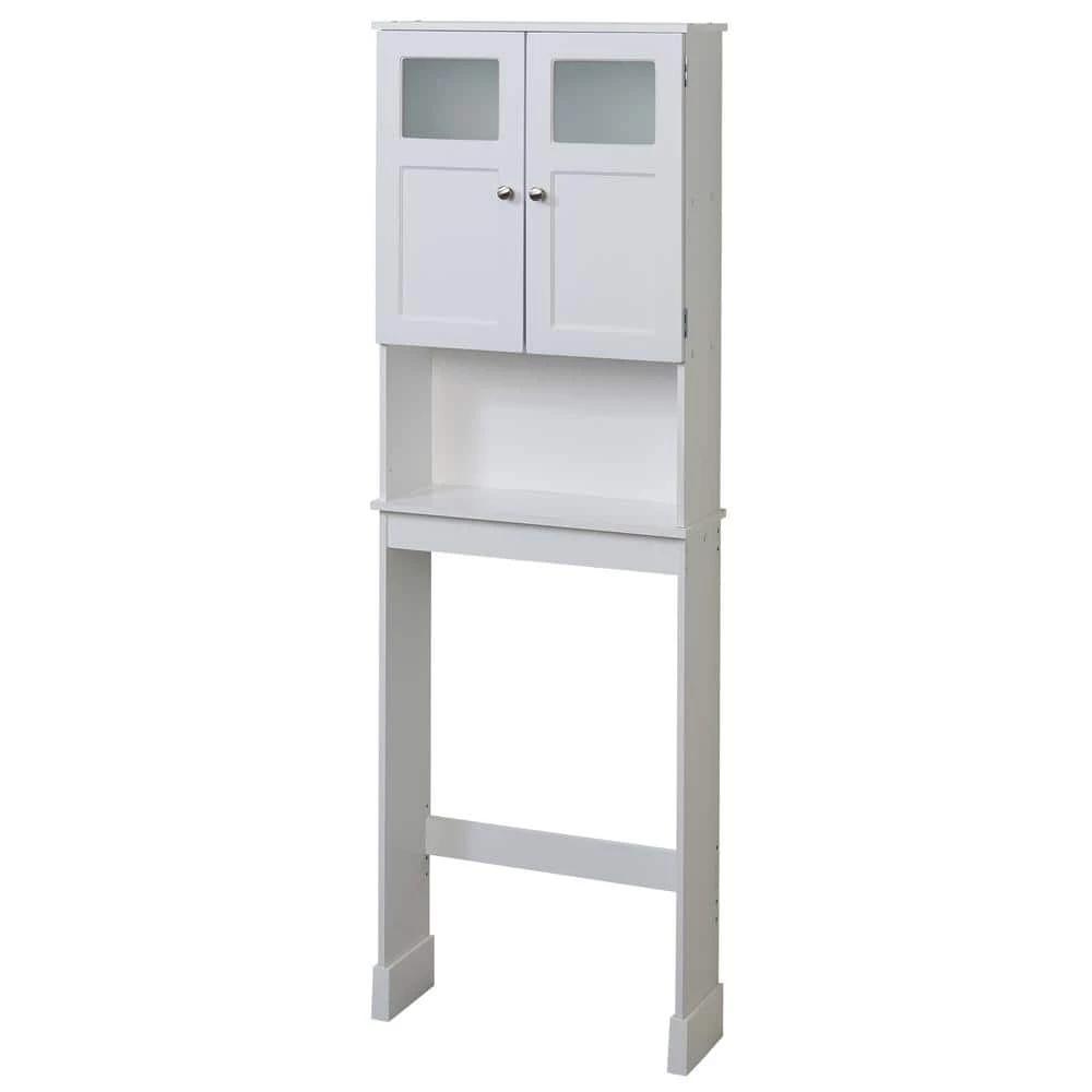 Zenna Home 23.25 in. W x 68 in. H x 7.88 in. D Space Saver with Glass Windows in White 3 Zenna Home 23.25 in. W x 68 in. H x 7.88 in. D Space Saver with Glass Windows in White