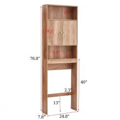 Hooseng Rue 24.8 in. W x 76.8 in. H x 7.8 in. D Yellow Brown MDF Over-the-Toilet Storage Cabinet Bathroom Space Saver in Brown -Toilet Storage Shop yellow brown over the toilet storage kimw370403871 c3 1000