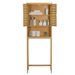 VEIKOUS 9.5 in. W x 66.9 in. H x 24.4 in. D Yellow Bamboo Over-the-Toilet Storage with Adjustable Shelf -Toilet Storage Shop yellow veikous over the toilet storage hp0904 08 44 1000