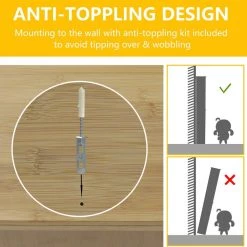 VEIKOUS 9.5 in. W x 66.9 in. H x 24.4 in. D Yellow Bamboo Over-the-Toilet Storage with Adjustable Shelf -Toilet Storage Shop yellow veikous over the toilet storage hp0904 08 4f 1000